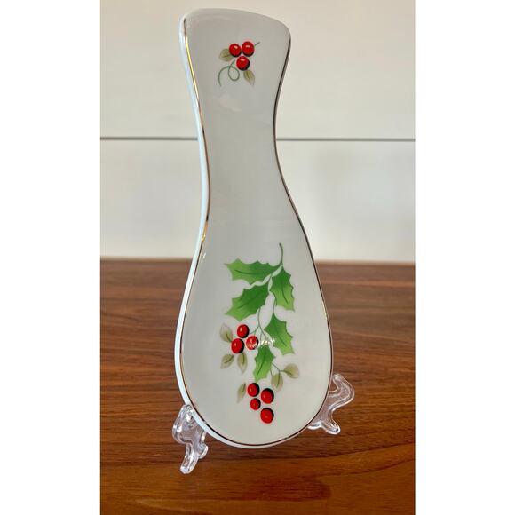 Spoon Rest/Holder (Holds 1 Spoon) RNF15 by Royal Norfolk Holly Red Berries - Picture 1 of 6